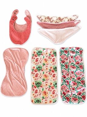 Baby girl bibs and burp rags